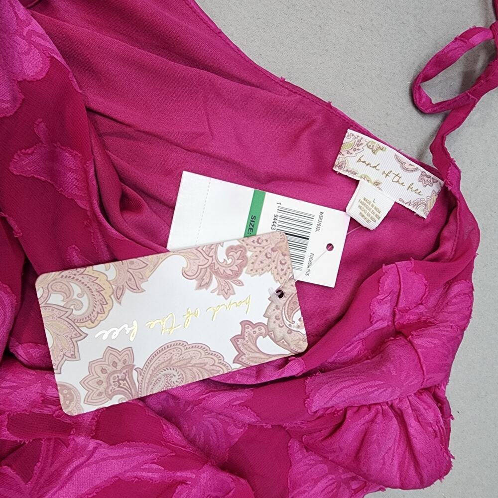 Band of the Free Women's Size Large Floral Mini Dress Fuschia Tie Back NWT - Picture 7 of 9